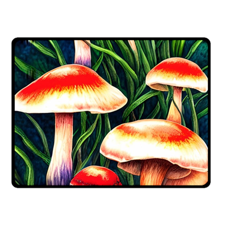 Mushroom Fairy Garden One Side Fleece Blanket (Small)