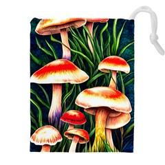 Mushroom Fairy Garden Drawstring Pouch (4xl) by GardenOfOphir