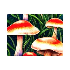 Mushroom Fairy Garden One Side Premium Plush Fleece Blanket (mini) by GardenOfOphir