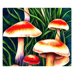 Mushroom Fairy Garden One Side Premium Plush Fleece Blanket (small)