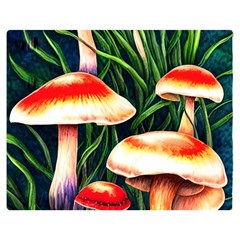 Mushroom Fairy Garden One Side Premium Plush Fleece Blanket (medium)