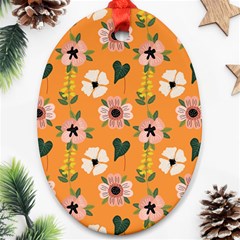 Flower Orange Pattern Floral Ornament (oval)