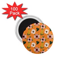 Flower Orange Pattern Floral 1 75  Magnets (100 Pack)  by Dutashop