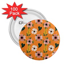 Flower Orange Pattern Floral 2 25  Buttons (100 Pack)  by Dutashop