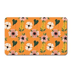 Flower Orange Pattern Floral Magnet (rectangular) by Dutashop