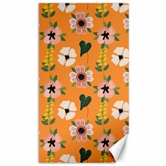 Flower Orange Pattern Floral Canvas 40  X 72 