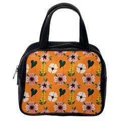 Flower Orange Pattern Floral Classic Handbag (one Side) by Dutashop