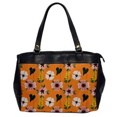 Flower Orange Pattern Floral Oversize Office Handbag by Dutashop