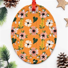 Flower Orange Pattern Floral Ornament (oval Filigree)