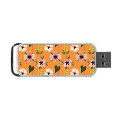 Flower Orange Pattern Floral Portable Usb Flash (two Sides) by Dutashop