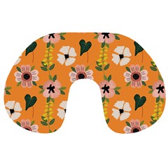 Flower Orange Pattern Floral Travel Neck Pillow by Dutashop