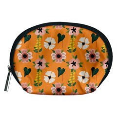 Flower Orange Pattern Floral Accessory Pouch (medium) by Dutashop