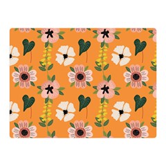 Flower Orange Pattern Floral Premium Plush Fleece Blanket (mini) by Dutashop