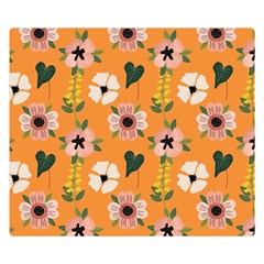 Flower Orange Pattern Floral Premium Plush Fleece Blanket (small) by Dutashop