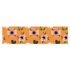 Flower Orange Pattern Floral Oblong Satin Scarf (16  X 60 )