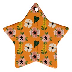 Flower Orange Pattern Floral Ornament (star)