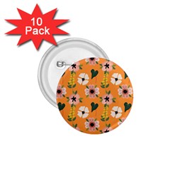 Flower Orange Pattern Floral 1 75  Buttons (10 Pack) by Dutashop