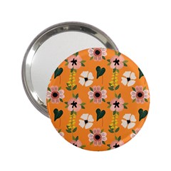 Flower Orange Pattern Floral 2 25  Handbag Mirrors by Dutashop