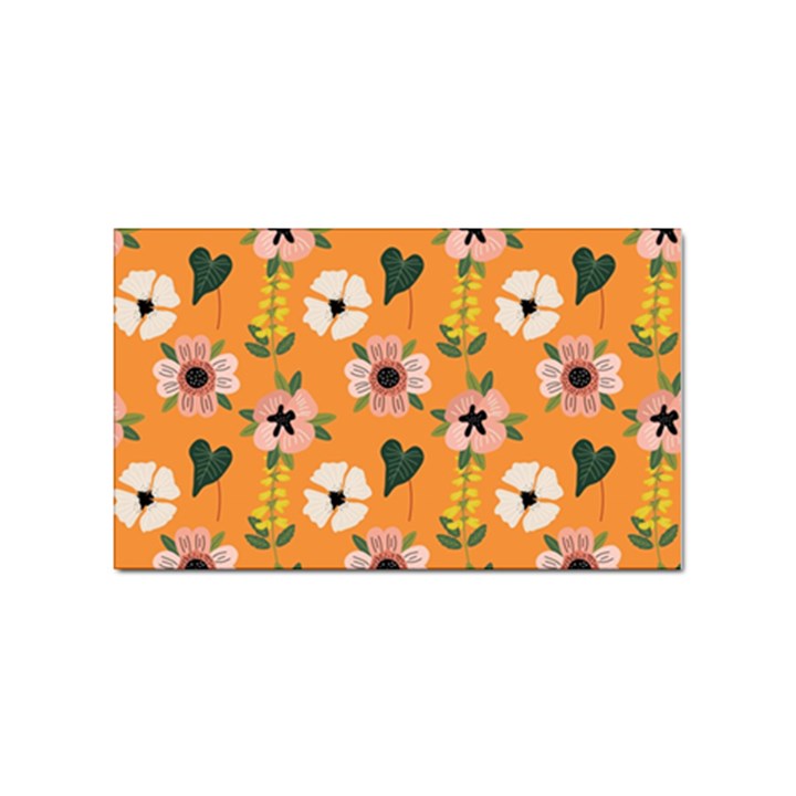 Flower Orange Pattern Floral Sticker (Rectangular)