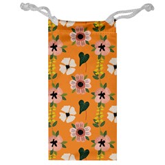 Flower Orange Pattern Floral Jewelry Bag by Dutashop