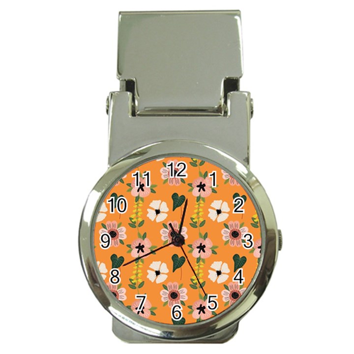 Flower Orange Pattern Floral Money Clip Watches