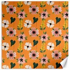 Flower Orange Pattern Floral Canvas 20  X 20  by Dutashop