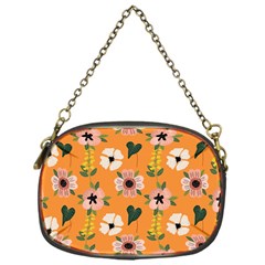 Flower Orange Pattern Floral Chain Purse (one Side) by Dutashop