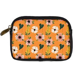 Flower Orange Pattern Floral Digital Camera Leather Case