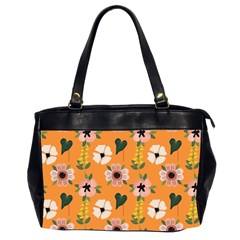 Flower Orange Pattern Floral Oversize Office Handbag (2 Sides)