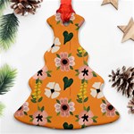 Flower Orange Pattern Floral Christmas Tree Ornament (Two Sides) Back