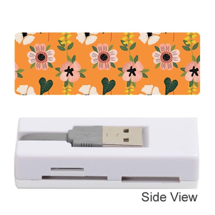 Flower Orange Pattern Floral Memory Card Reader (Stick)