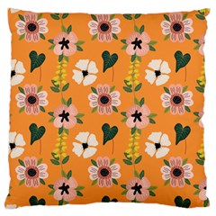 Flower Orange Pattern Floral Large Cushion Case (two Sides) by Dutashop