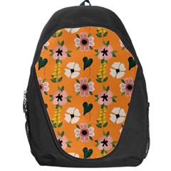 Flower Orange Pattern Floral Backpack Bag by Dutashop