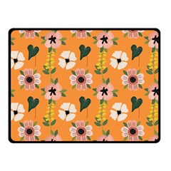 Flower Orange Pattern Floral Fleece Blanket (small) by Dutashop