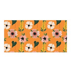 Flower Orange Pattern Floral Satin Wrap 35  X 70  by Dutashop