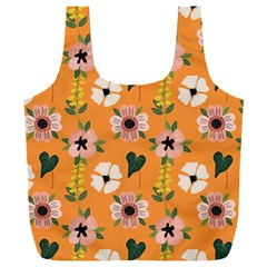 Flower Orange Pattern Floral Full Print Recycle Bag (xxl) by Dutashop