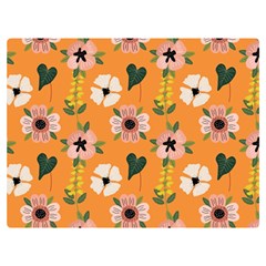 Flower Orange Pattern Floral One Side Premium Plush Fleece Blanket (extra Small)