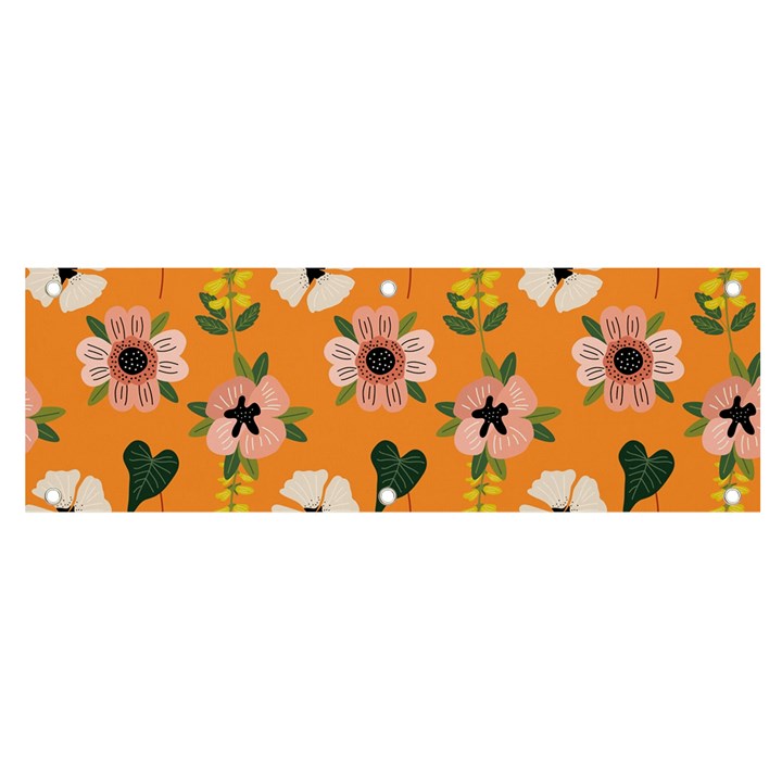 Flower Orange Pattern Floral Banner and Sign 6  x 2 