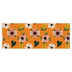 Flower Orange Pattern Floral Banner And Sign 8  X 3 