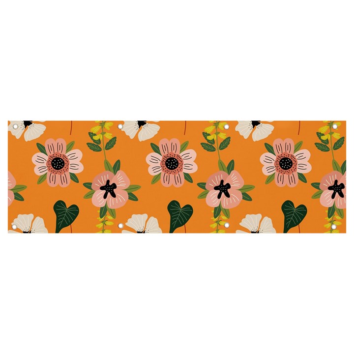 Flower Orange Pattern Floral Banner and Sign 9  x 3 