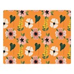 Flower Orange Pattern Floral One Side Premium Plush Fleece Blanket (Large) 80 x60  Blanket Front