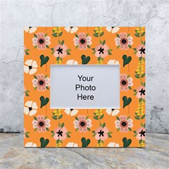 Flower Orange Pattern Floral White Box Photo Frame 4  X 6  by Dutashop