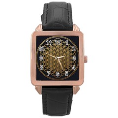 Horizon Sempiternal Bring Abstract Pattern Rose Gold Leather Watch  by Jancukart