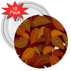 Watercolor Leaves Leaf Orange 3  Buttons (10 Pack) 