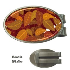 Watercolor Leaves Leaf Orange Money Clips (oval) 