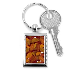 Watercolor Leaves Leaf Orange Key Chain (rectangle) by Jancukart