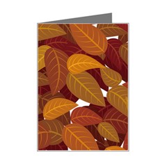 Watercolor Leaves Leaf Orange Mini Greeting Card