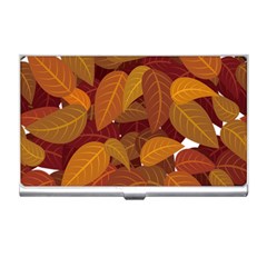 Watercolor Leaves Leaf Orange Business Card Holder