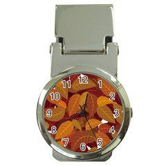 Watercolor Leaves Leaf Orange Money Clip Watches