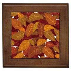 Watercolor Leaves Leaf Orange Framed Tile